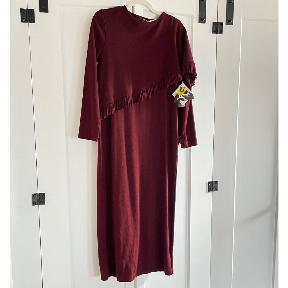 NWT Burgundy Fall Dress with Faux Shawl – Petite M